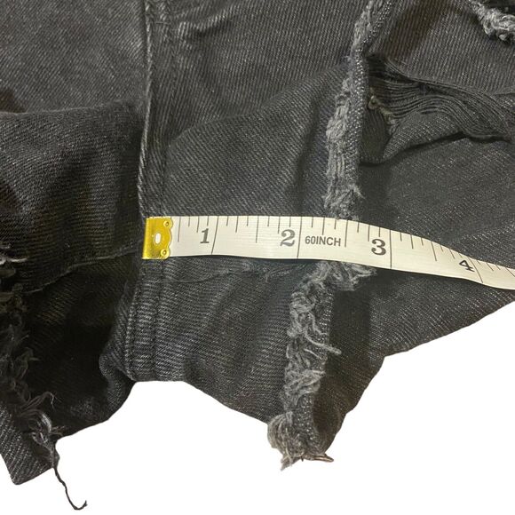 Refuge Distressed Shorts Raw Hem Black Jean Denim Short Chelsea Size 7 Rock Punk - Picture 14 of 16